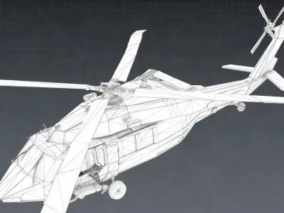 Sikorsky UH-60  Black Hawk Utility HelicopterAttack Helicopter Low-poly 3D model