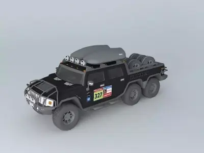 Modified Hummer H2 6x6 Dakar support truck Free 3D model