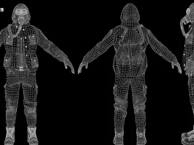 Post apocalyptic survivor 1 Game ready low poly character Low-poly 3D model