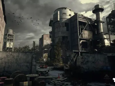 Abandoned Industrial Factory Environment Low-poly 3D model