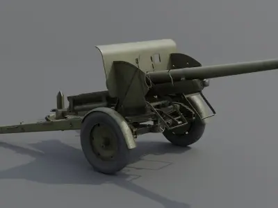 Type 90 75 mm field gun Low-poly 3D model