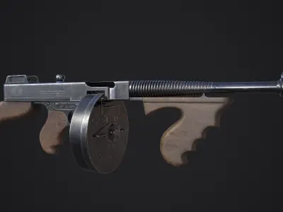 Thompson M1928A1 Submachine Gun Low-poly 3D model
