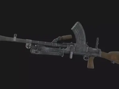 Machine gun Bren Low-poly 3D model