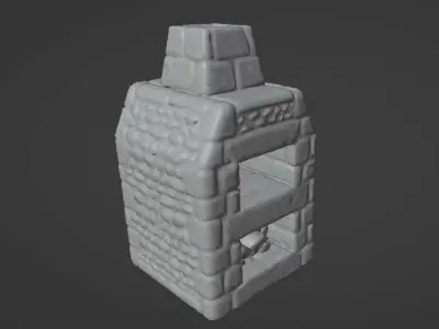 Oven - Medieval Stone Stove Low-poly 3D model