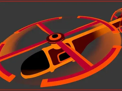 Neon Helicopter - Animated 3D model