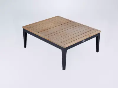Low Poly Outdoor Dining Table - Wooden Garden Furniture 3D model