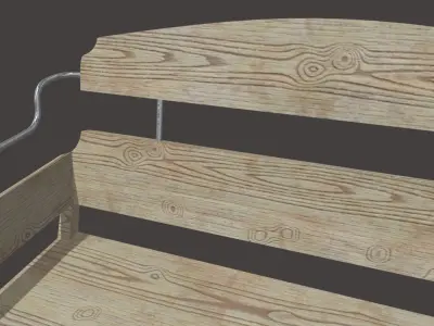 Low Poly White Wood Bench Low-poly 3D model