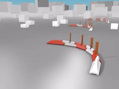 White and Red Road Traffic Barriers - Part 27 - Low-poly 3D model