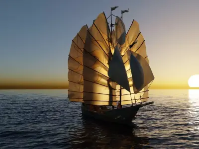 High detailed Ship of Numenor rigged - The Rings Of Power 3D model