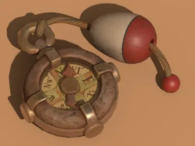 Stylized LP Cartoony Fishing Bobber Compass Low-poly 3D model