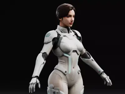 Sci Fi Female Cyborg Character RIGGED Low-poly 3D model
