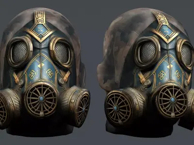 Gas mask helmet 3d model military combat Low-poly Low-poly 3D model