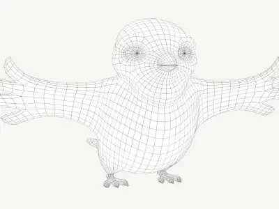 Cardinal Cartoon Bird Low-poly 3D model