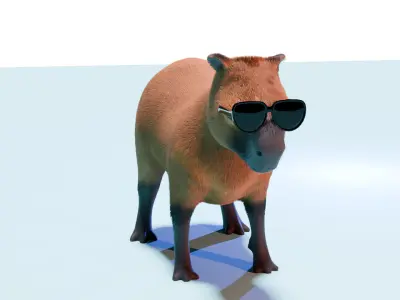 Capybara in sun glassess 3D model