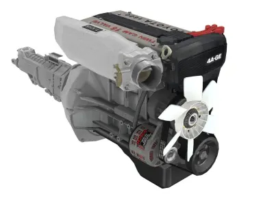 Toyota 4AGE Redtop engine Low-poly 3D model