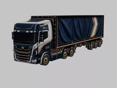 Cargo Semi Truck 3D Model 03 Low-poly 3D model