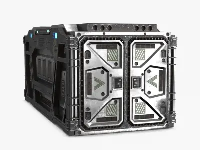 Sci-fi Container set of 3 v5 Low-poly 3D model