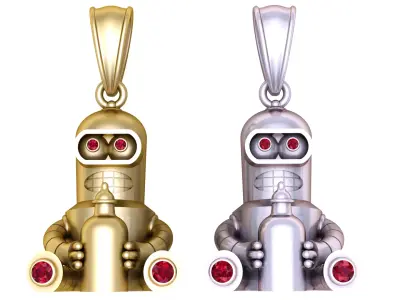  golden robot pendant 3D print model
