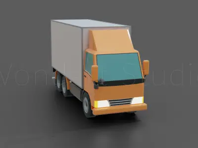 Concept Cartoon Lorry Truck Low-poly 3D model