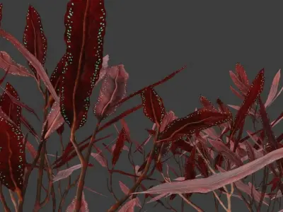 Glowing alien herbs and bushes 7 Low-poly 3D model
