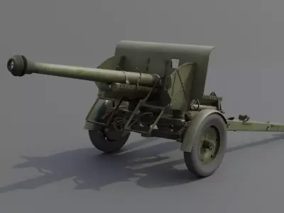 Type 90 75 mm field gun Low-poly 3D model