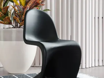  Replica Verner Warp Stacking Chair Model, Black 