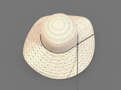  Summer Beach Sun Hats Low Poly PBR Realistic Low-poly 3D model