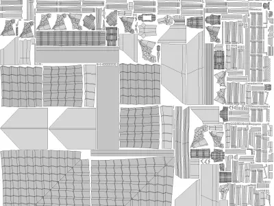 Modular Japanese Shrine Roof Low-poly 3D model