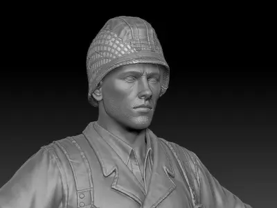 American Soldier World War high Poly 3D model
