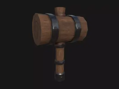low poly hammer wooden Free low-poly 3D model