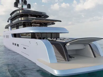 Yacht Roxette with helicopter Ansat 3D model