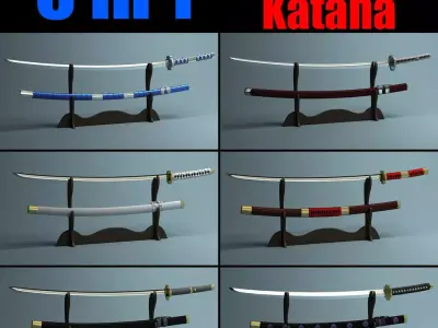Japanese Katana Collection 3D model