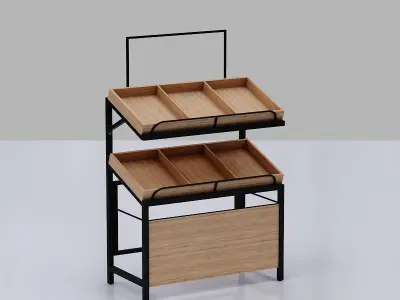 Stall model food display rack - wood Low-poly 3D model