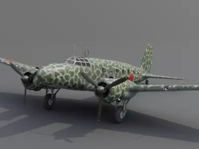 Mitsubishi Ki-57 Transport Aircraft Low-poly 3D model