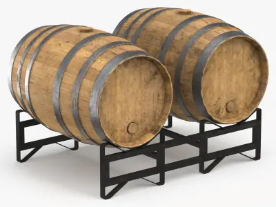 Barrel Wood Rack and Stacked(1) 3D model