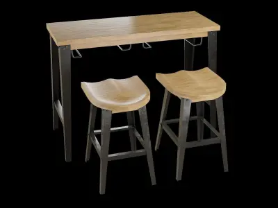 Dining Table Set-02 Low-poly 3D model