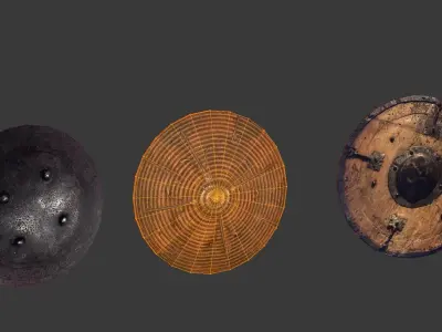 Round Medieval Shield  low-poly gameready model Free low-poly 3D model