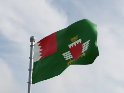 Animated Bahrain Flags 3D model