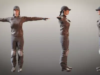 Female Characters Game-Ready pack Low-poly 3D model