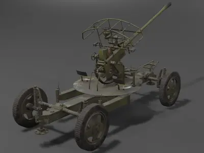 37 mm automatic air defense gun M1939 61-K Low-poly 3D model