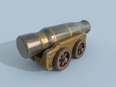 Stylized Naval Cannon Low-poly 3D model