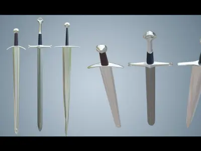 Medieval Swords Base Mesh 3D Model Collection