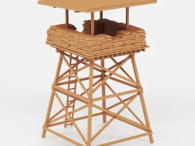 Sandbags and watchtower 3D print model