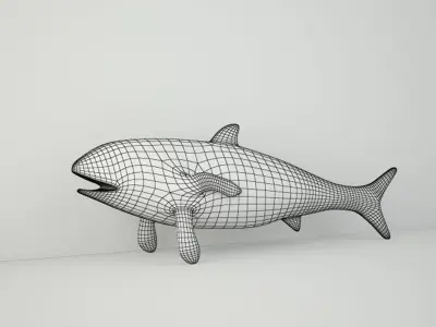 Vintage Painted Wood Fish 3 3D model