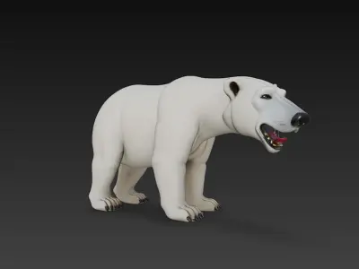 Polar Bear 3D Model Basic - Low Poly Simple Low-poly 3D model