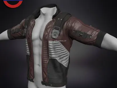 Sci fi cyberpunk jacket Game ready v1 Low-poly 3D model