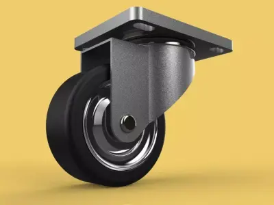 SWIVEL CASTERS RUBBER WHEELS STEEL TOP PLATE BALL BEARINGS 3D model