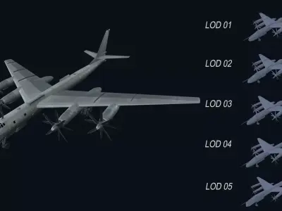 Asset - Army - Tu 95 - 3D MODEL Low-poly Low-poly 3D model