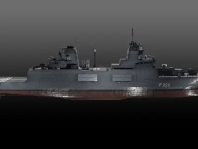 F125 Baden Wuerttemberg class frigate game ready Low-poly 3D model