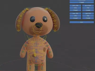 Cartoon Dog 3D Blender Rig 3D model